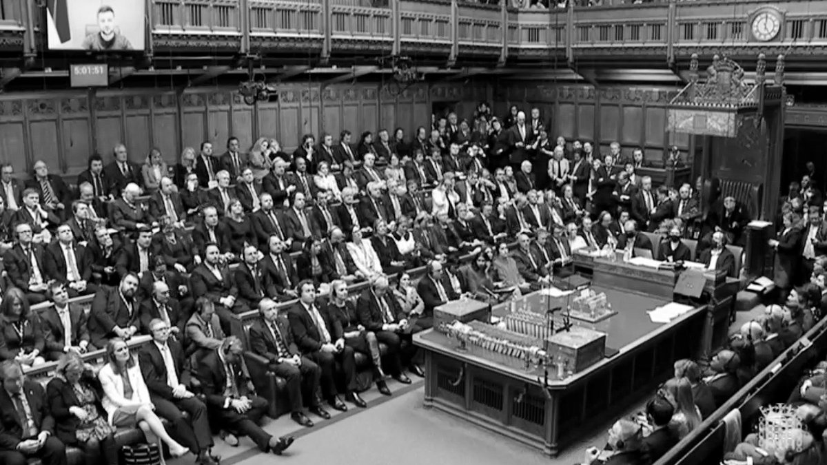 LDonald_DSL's tweet photo. Rarely political on this account, but watching President #Zelenskyy address the Commons, I can’t help myself.

Such an impressive, moving speech, envoking a churchillian spirit. It will go down in history.

This man is the epitome of strength, courage and leadership #SlavaUkraine https://t.co/ItqcLnX8J7