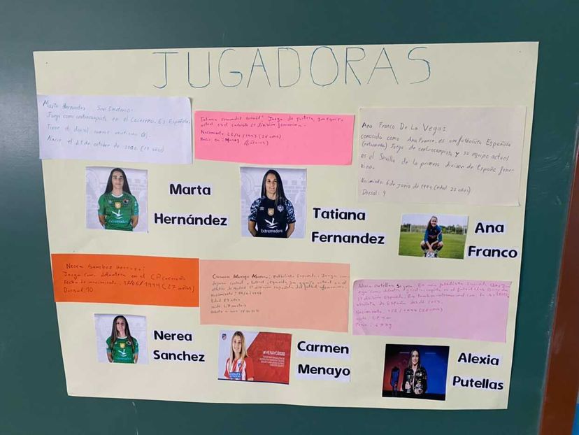 CacerenoFem's tweet photo. ¡Que bonito! (Y que honor).

Nos llega este trabajo que han hecho en un cole de las Hurdes sobre Jugadoras de Fútbol. 

Ahí tenemos  @TatiFB25, @neerea10 y @Martahse28 compartiendo espacio con @anafrannco_, @CarmenMenayo y @alexiaputellas

¡Que bonito es!

💚🤍💚🤍 https://t.co/12SgXBOF6G