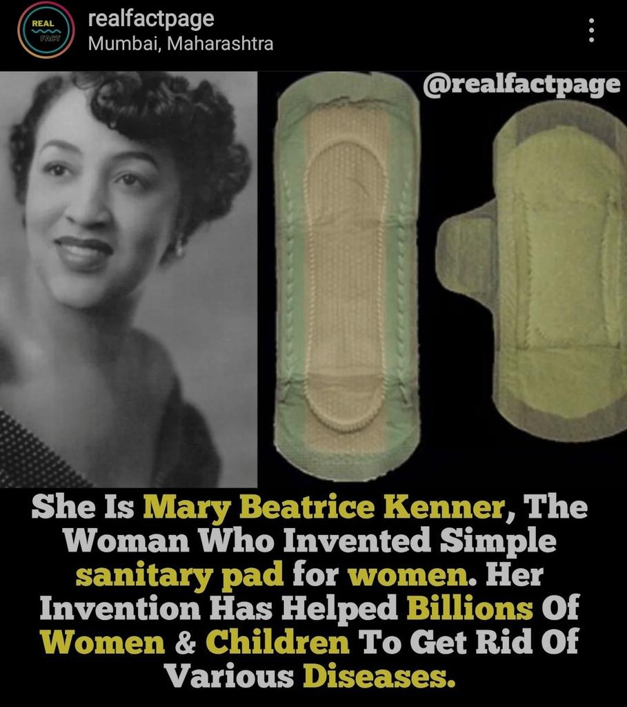 هي ماري بياتريس كينر ، المرأة التي ابتكرت فوطة صحية بسيطة للنساء.  ساعد اختراعها مليارات النساء والأطفال على التخلص من الأمراض المختلفة
#ختراعات_النساء