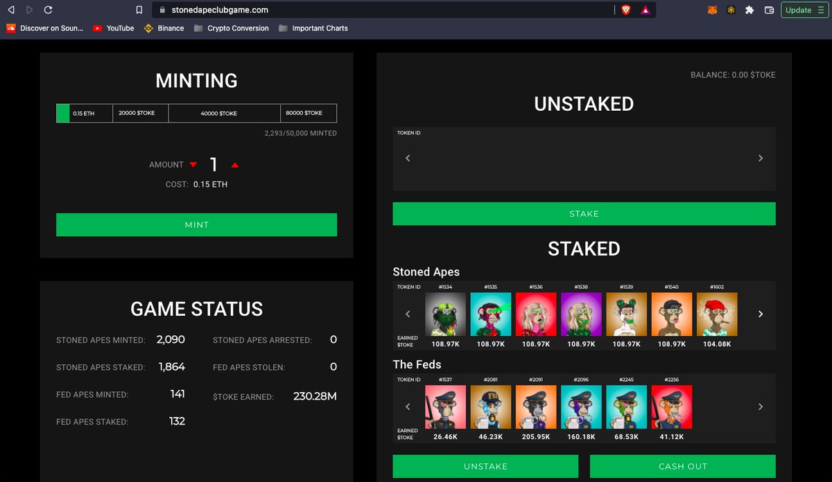 LiL_SpAcEd_OuT's tweet image. 78 apes minted, 78 apes staked, $2400 a month in passive income. Yes please 💪🔥