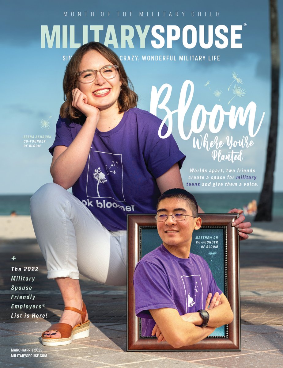 MilSpouseMag's tweet photo. The Mar/Apr issue of @MilSpouseMag is here!
Bloom Where You’re Planted: Worlds apart, two friends create a space for military teens with @bloommilteens
Read here: https://t.co/QadRhe136Y
#militaryspouse #milspouse #militaryfriendly #monthofthemilitarychild #bloom #militaryteen https://t.co/I9gf16VAqW