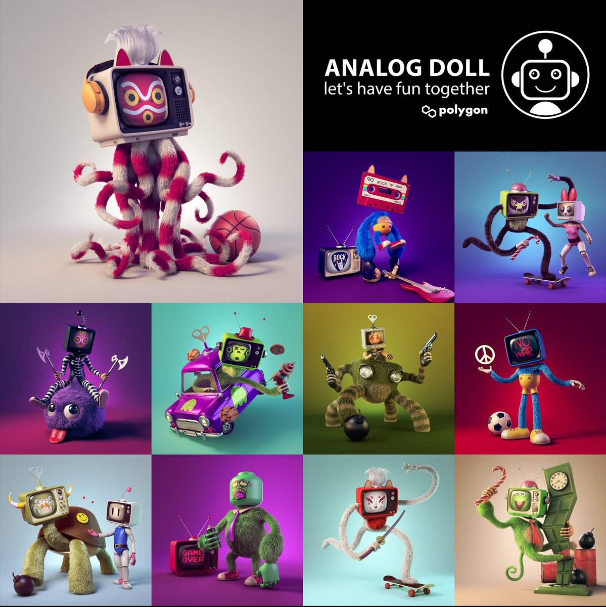 Memories of childhood TV  "Analog Doll" 
on <a href="/0xPolygon/">Polygon | POL</a> <a href="/opensea/">OpenSea</a> 📺👾🕹️👾
91/113  already Sold... Let's have fun together

opensea.io/collection/ana…

Join Discord : discord.gg/ZKv3P5cAk3

#NFT #NFTCommunity #NFTdrop #nftart #OpenSeaNTF #NFTartists #Polygon #NFTJPN