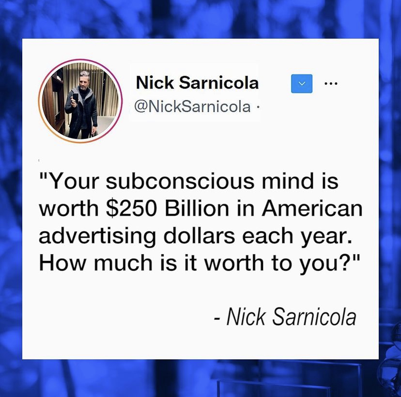 NickSarnicola's tweet photo. Who is the CMO of your subconscious mind? #entrepreneurshipbusinessowner #entrepreneurshipfacts #millionairegentleman #millionaireprocess #millionairegentlemen #saleslife #salescoach https://t.co/IsAWjXcuTg