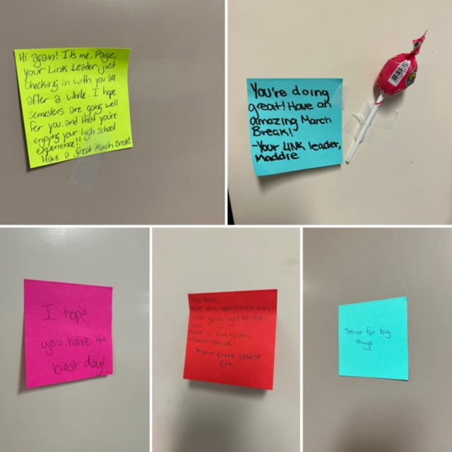 HTCSSPVNC's tweet photo. Our HT Link Leaders spread a little cheer to our Grade 9s as we get ready for our upcoming Spring Break! #beingwell #beingcommmunity #PVNCinspires https://t.co/CuaHQW1Qar