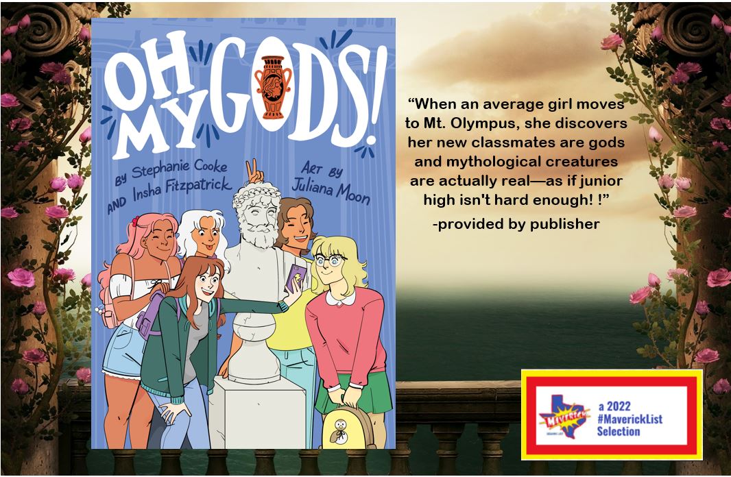 TricksterTanuki's tweet photo. Check out this 2022 #MaverickList title "Oh My Gods." This Graphic Novel is full of fun Greek mythology hijinks with a modern twist. @yartxla  @ClarionBooks  @hellocookie @notjulianamoon https://t.co/Er1zEJ33pC