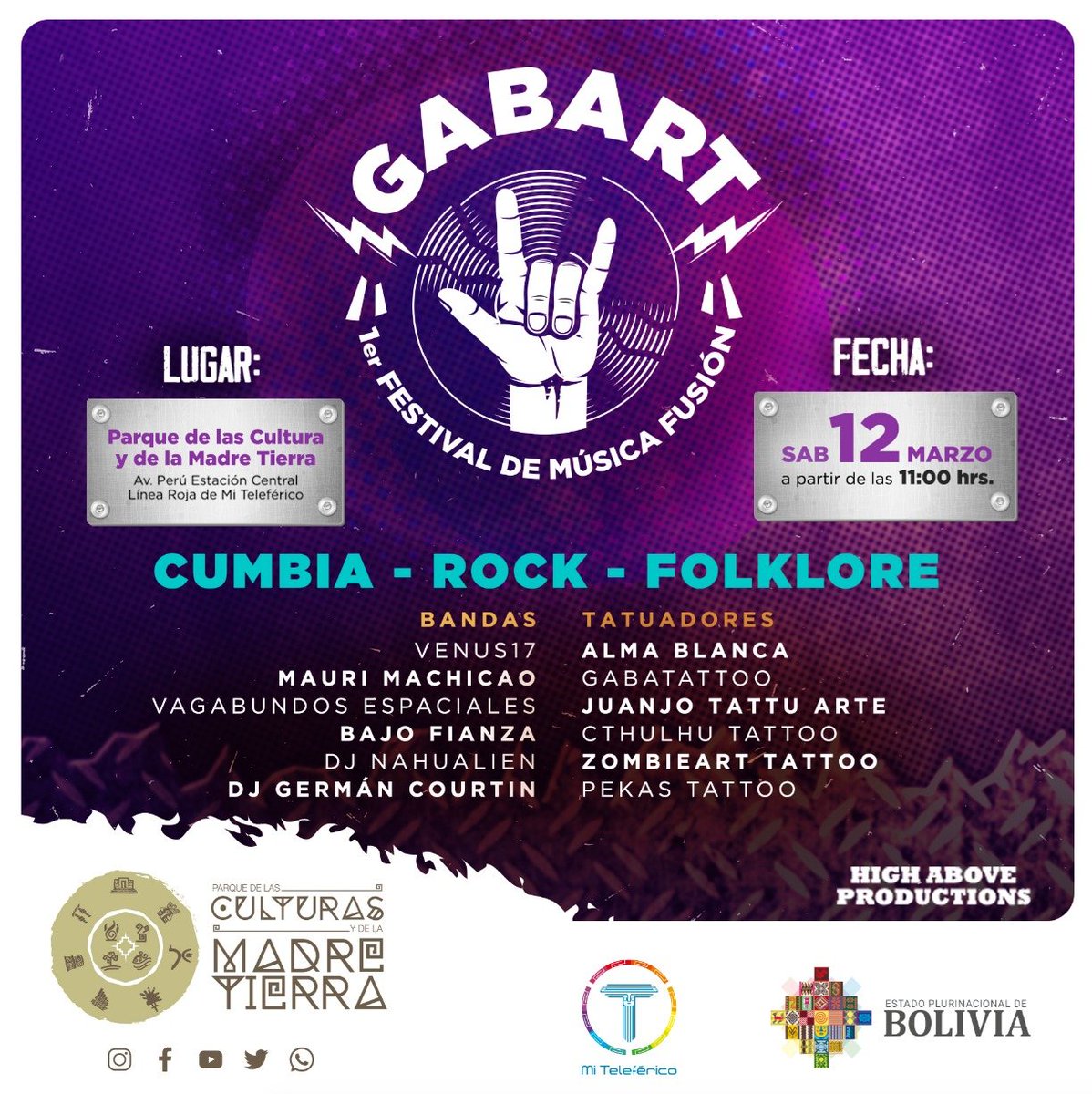 ParqueCulturas's tweet photo. El "1er Festival de Música Fusión🤟🏾" rescata la diversidad cultural y musical de nuestra hermosa Bolivia🇧🇴.
Se realizará el 12 de marzo, desde las 11:00 a  18:00 hrs.
Vive nuestra cultura en el Parque de las Culturas y de la Madre Tierra.
#vivenuestracultura https://t.co/OYo9D85x5F