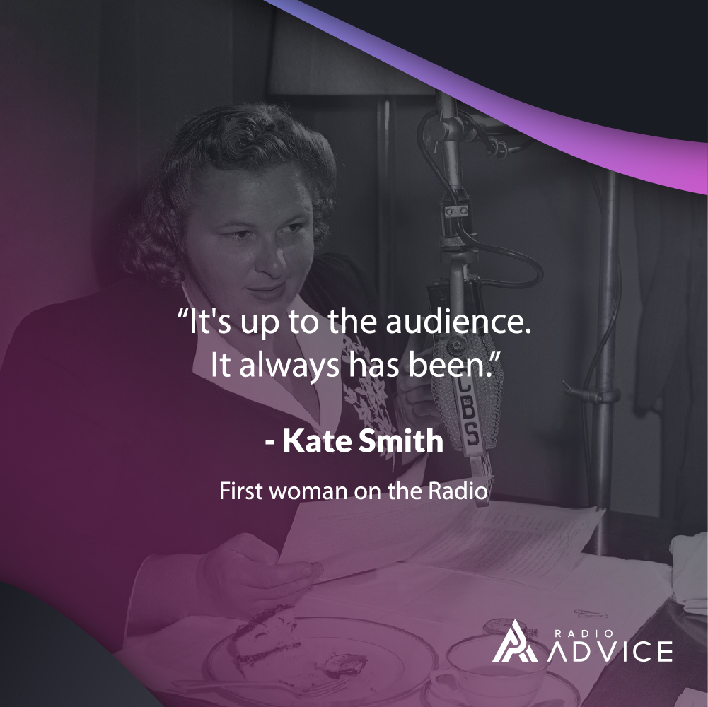 radioadvice_us's tweet photo. 𝐌𝐚𝐫𝐜𝐡 𝟖𝐭𝐡⁣
⁣
“It's up to the audience. It always has been.”⁣
⁣
-𝐊𝐚𝐭𝐞 𝐒𝐦𝐢𝐭𝐡, First woman on the Radio⁣

#radioadvice #8m #women #radio #broadcast #wecandoit #feminism https://t.co/7Nz6qjHXnu