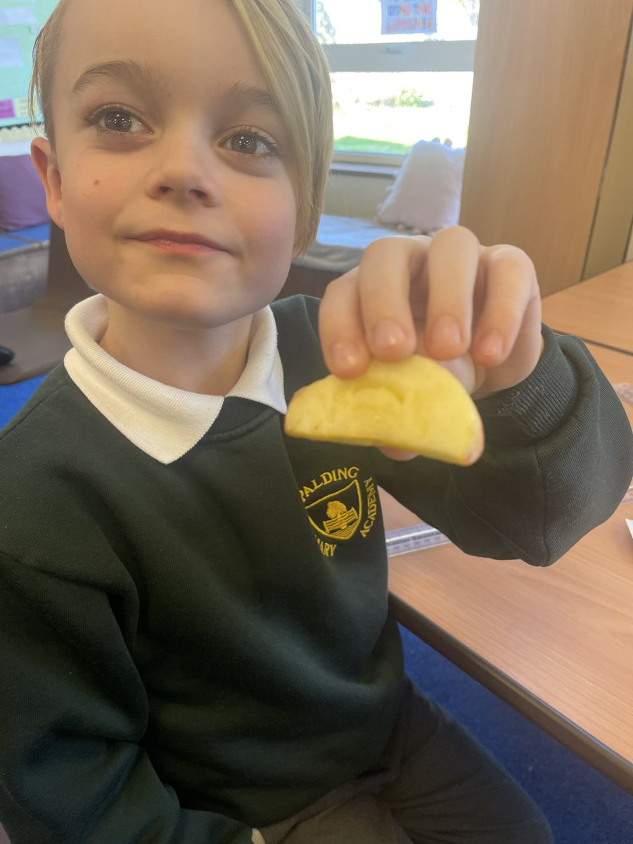 Y4Spa's tweet photo. SMILE! 🦷 😃  Today in Science, Year 4 have been identifying the different types of teeth we have. They used apples to show the different indentations our teeth make. Smiles all round! 🦷😃 🍎 @SpaldingPriAcad @InfinityAcad @Y4Spa https://t.co/avk9vfrZpB