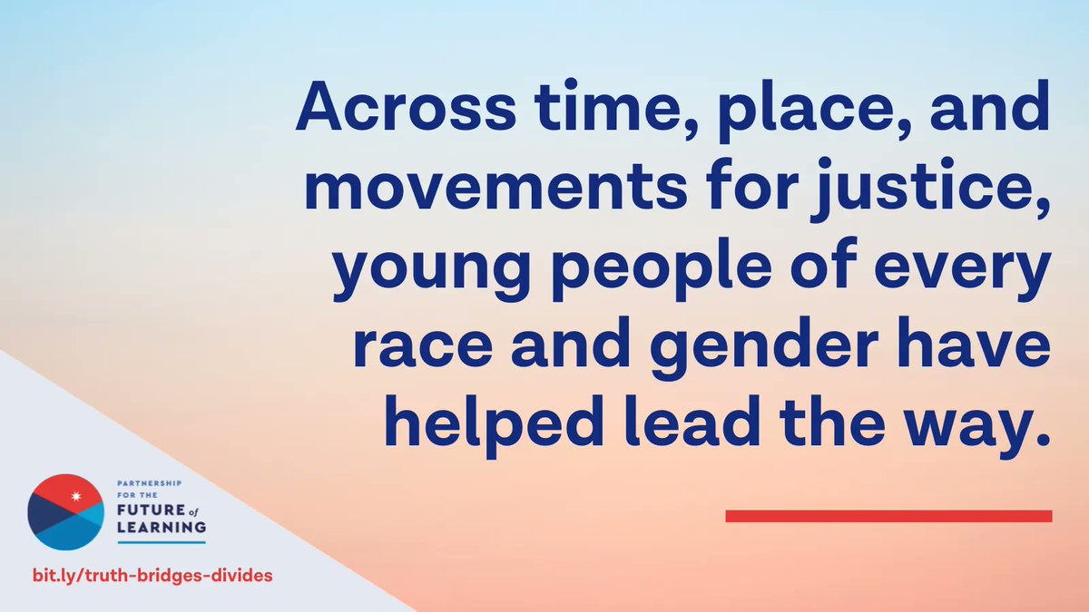 future4learning's tweet image. Across time, place, and movements for justice, young people of every race and gender have helped lead the way. #FreedomToLearn
