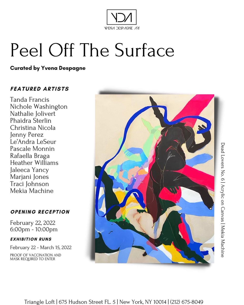 TheCultureLP's tweet photo. This Sunday, celebrate the closing of "Peel Off The Surface" curated by Yvena Despagne. 

An art exhibition about and by women, highlighting the complexities of being a woman, based on the female’s perspective as both the subject + creator of art. 

Tix: https://t.co/HlaHbftvrW https://t.co/pUfhJ9nfmp