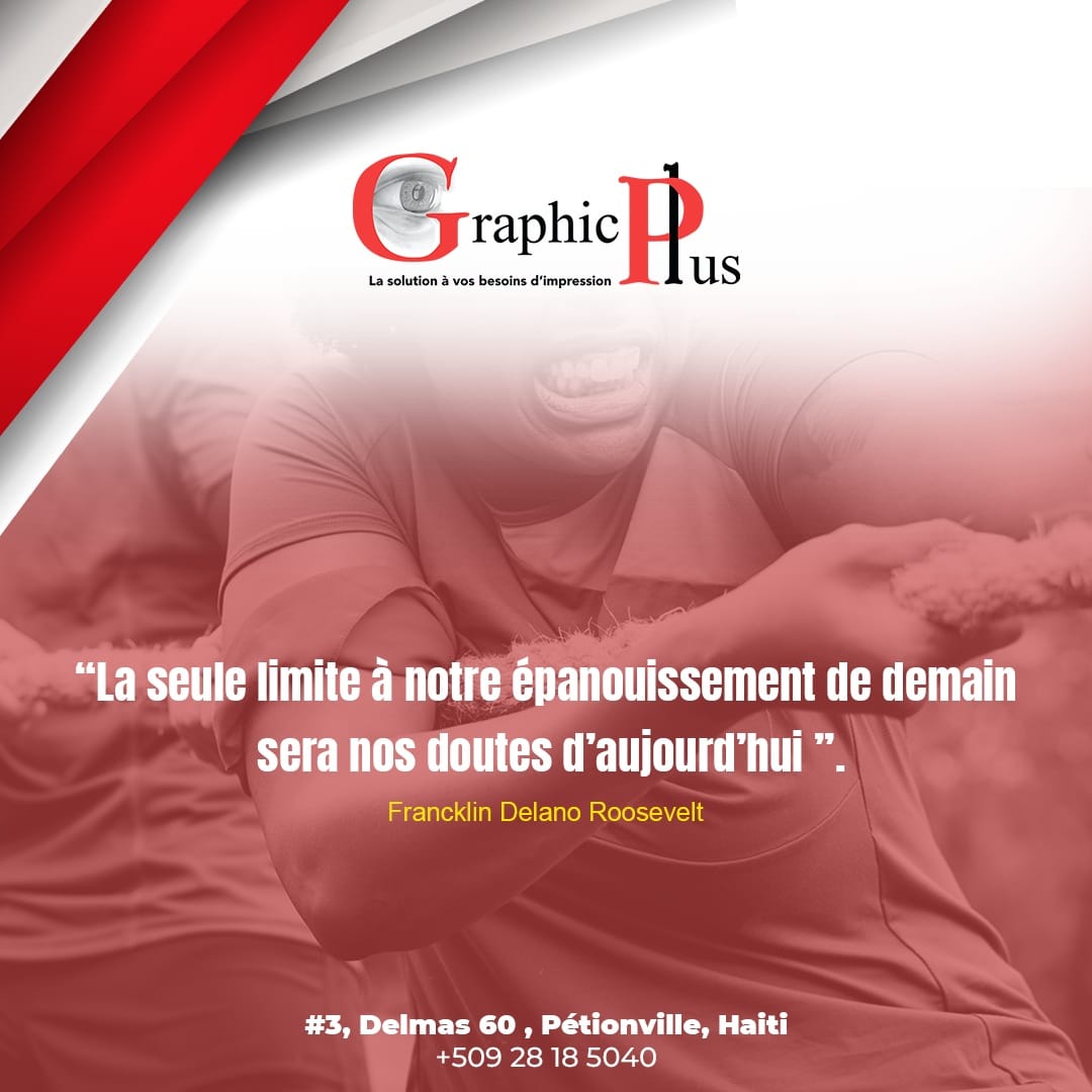 GraphicPlusHT's tweet photo. “La seule limite à notre épanouissement de demain sera nos doutes d’aujourd’hui."
Bonne Semaine😊
.
Flyer by @graphicplushaiti 
#BonneSemaibe #Graphic #GraphicPlus #GraphicDesign #GraphicPlusDesign
#graphicplussengagetoujoursàrespectersesvaleurs https://t.co/H9gchMvfg2