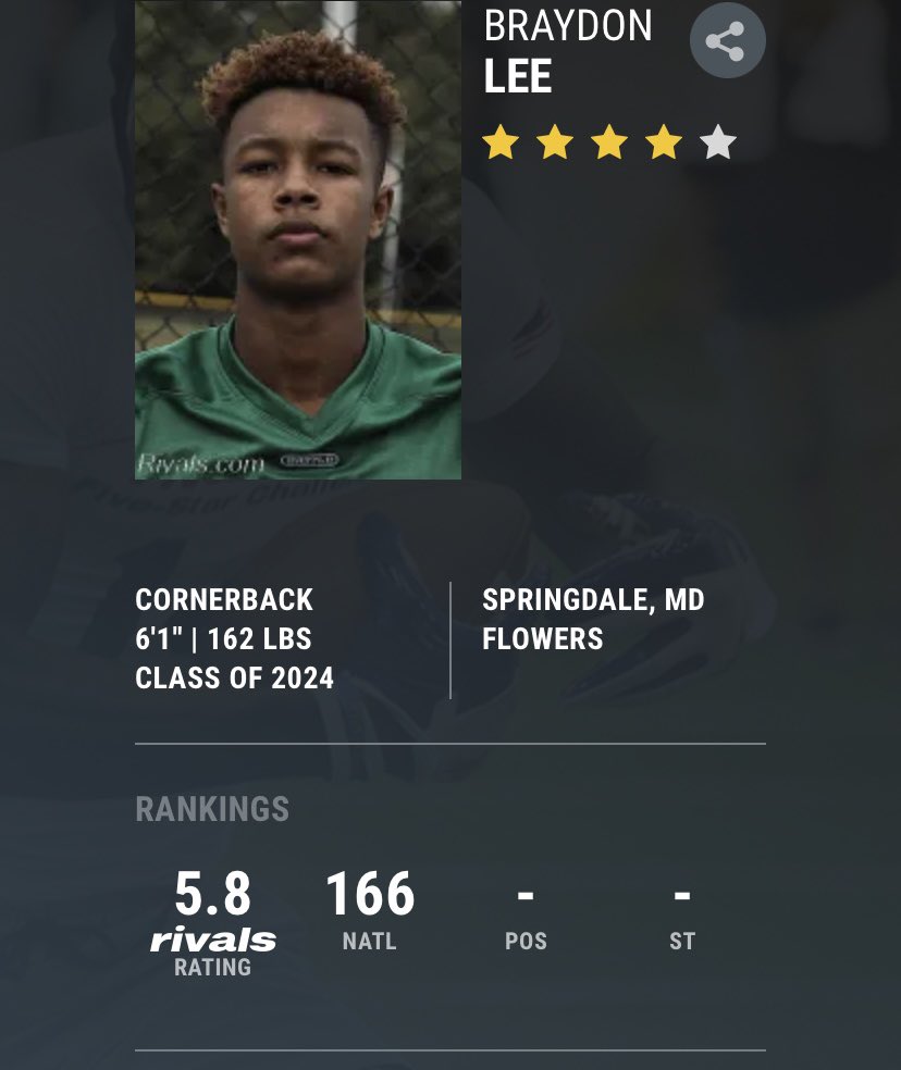 _brayofficial's tweet photo. Blessed to be rated a 4🌟 and the 166th player in the nation by @Rivals ! https://t.co/2uLC55fPfN