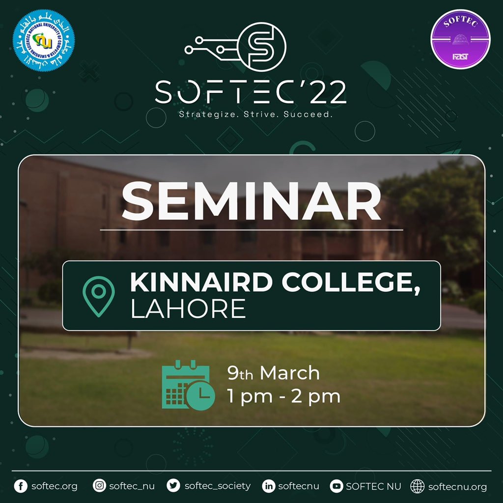 softecfast's tweet image. We are coming to KC Lahore !! 
A fun, interactive and informative session about SOFTEC&apos;22 and details about the registration process. Don&apos;t miss it. And stay tuned for more. 

Want us to come to your university? Comment below and get in touch with us.

#softec2022