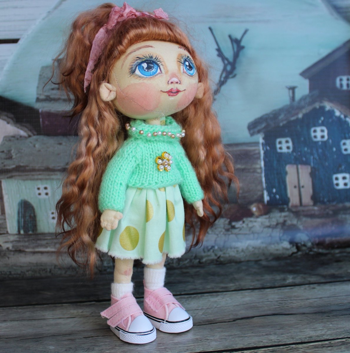 'The doll girl is so positive and sweet.\nI sewed it from fabric and put my soul and heart into it.\nIf you decide to buy her, then she chose you herself!\nThe doll will become a cute companion for a girl of any age.' etsy.me/3sOUswV #ragdoll #textiledoll #dollforgift