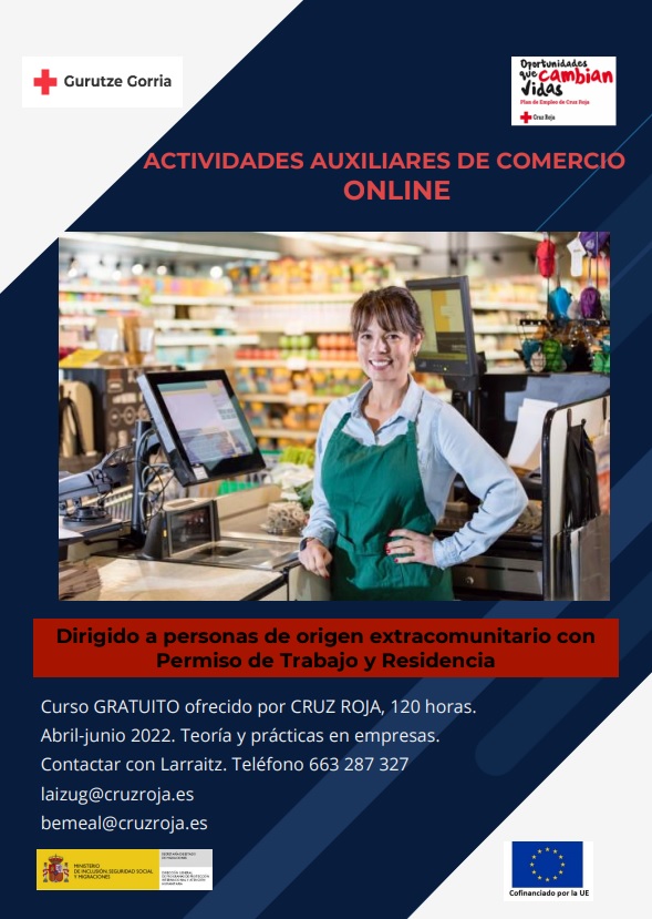 CruzRojaGip's tweet photo. [#Plandeempleo]
Actividades auxiliares de comercio online
Curso gratuito de 120 horas de duración. Teoría y prácticas en empresas. 
➡️Inscripciones: laizug@cruzroja.es / bemeal@cruzroja.es
¡Apúntate! https://t.co/0BPFJtnaYL