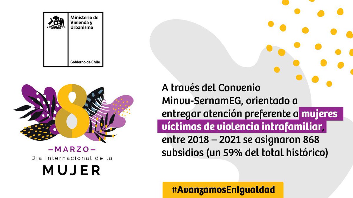 ServiuCoquimbo's tweet photo. 🟣 Más del 70% de los #SubsidiosMinvu son entregados a mujeres, contribuyendo a mejorar su calidad de vida. Conmemoramos este #DíaInternacionalDeLaMujer reafirmando nuestro compromiso con la igualdad de derechos y oportunidades para todas y todos 🙌🙌 #AvanzamosEnIgualdad https://t.co/9DHQSmeBYy