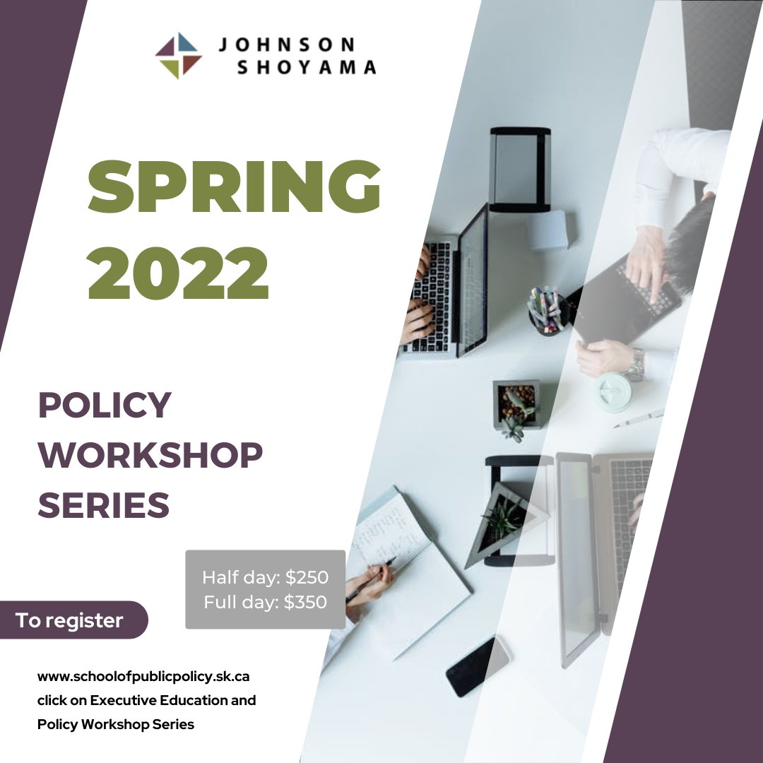 Are you a public servant involved in the development and implementation of public policy? Do you want to enhance your skills and knowledge? If so, our Policy Workshops Series is for you! Visit us online to register for our Spring 2022 workshops. #skpoli 
ow.ly/aRfH50IcjUp