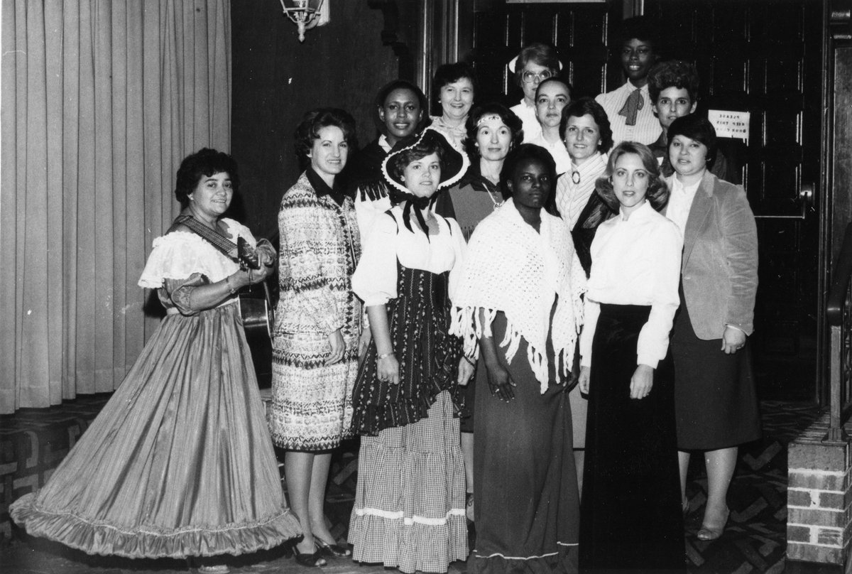 WiregrassArchiv's tweet photo. #WHM Group photo for Women's History Month, ca. 1985. Queen Amos Second row, left, as Sojourner Truth, Fort Rucker or Maxwell AFB, AL. From the Queen Amos Collection, https://t.co/OpazQPxUfU https://t.co/f8rYY39BlS