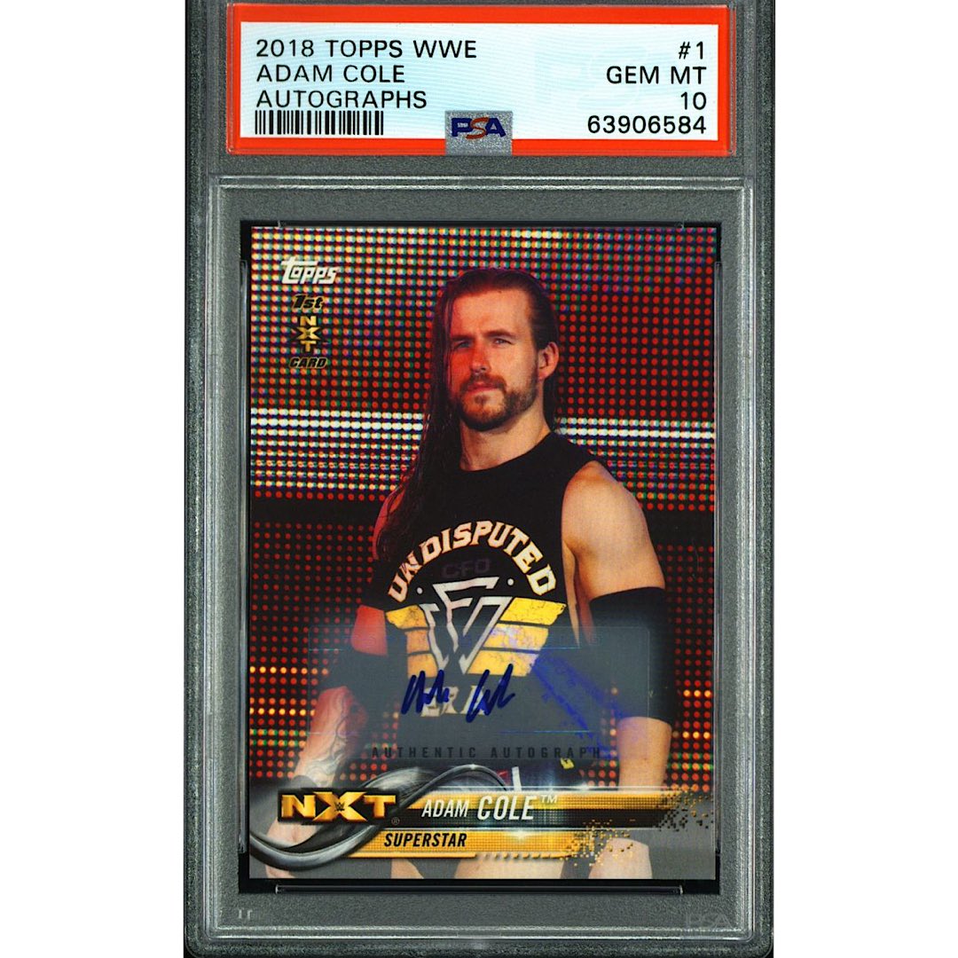 cardfoundpod's tweet image. Adam Cole Bay-Bay! Just got back this @AdamColePro 1st NXT Auto #/99 from @PSAcard, and sure enough we got a gem mint 10! 💎 #WrestlingCards #AdamCole #Cards