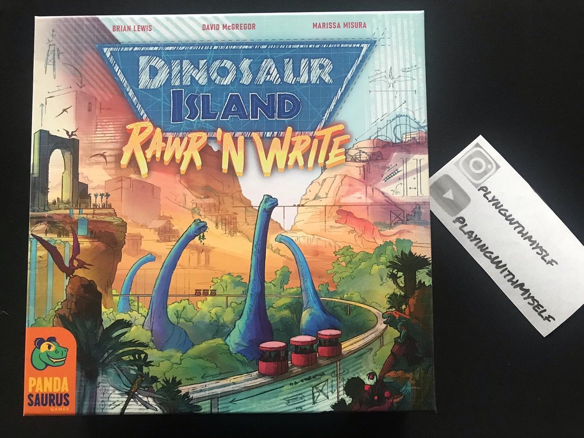 SeanXSean1's tweet photo. Finally tabled Dinosaur Island by @pandasaurus_games and had a blast with it!  I especially LOVE the chunky dice! (With a final score of 123, I’m skeptical I did everything correctly though). https://t.co/UaaHADaNIN
