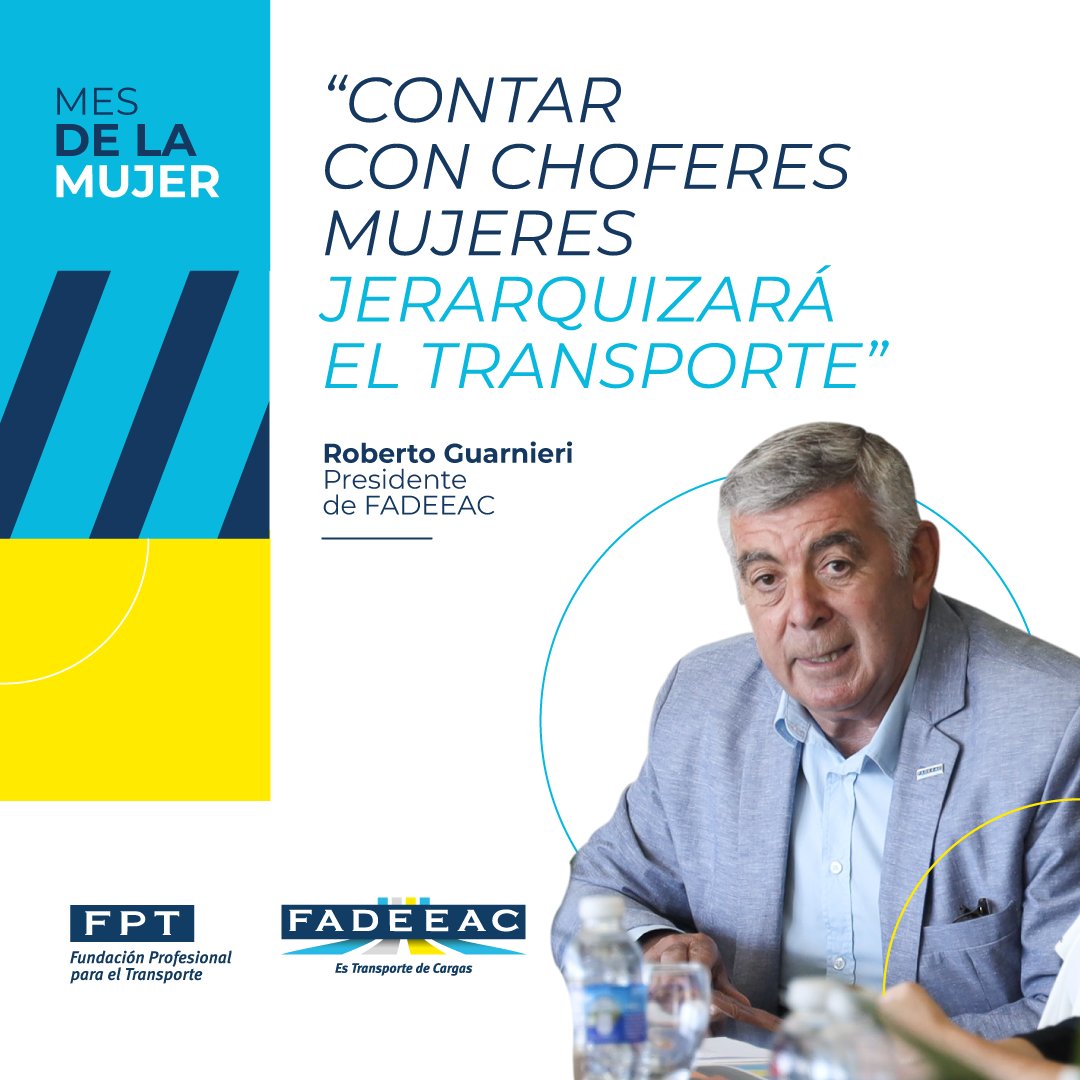Roberto Guarnieri, presidente de FADEEAC, destacó la importancia de la inclusión de la mujer en el transporte de carga.

#MesDeLaMujer #MujeresEnElTransporte #FADEEAC #DíaDeLaMujer