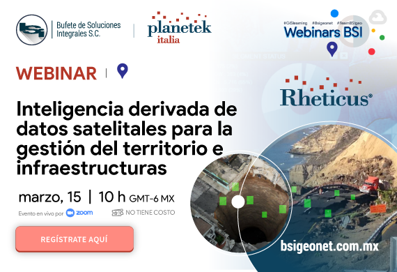 bsigeonet's tweet photo. 💻  ☞ Te invitamos al [ WEBINAR ] Inteligencia derivada de datos satelitales para la gestión del territorio e infraestructuras  Mar. 15,10h 🇲🇽 - https://t.co/0hmmUUqcdM https://t.co/BMYnYbQimA