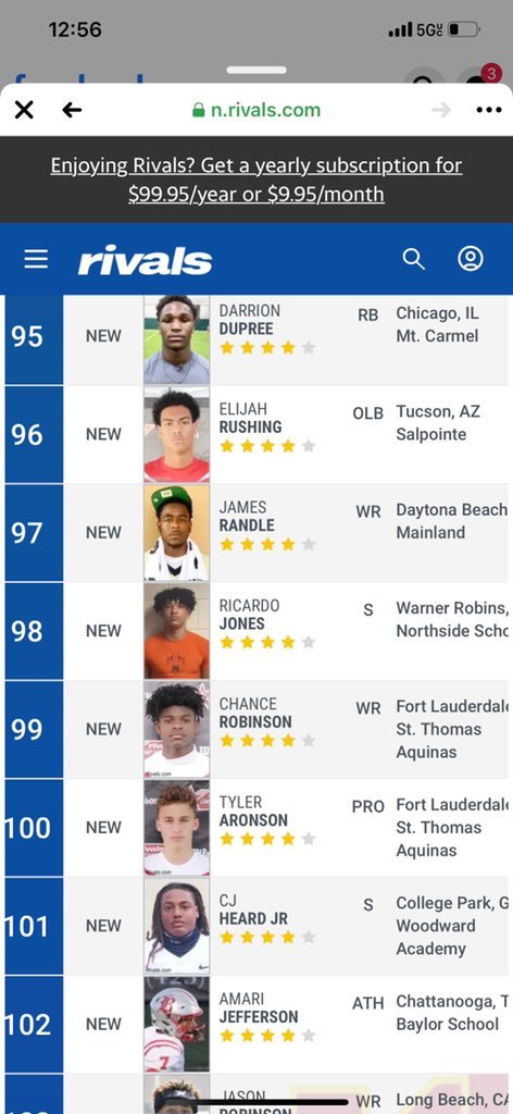 ricardojones05's tweet photo. Blessed to be a 4 Star and ranked top 100 in the 2024 class on rivals ! @Rivals @chad_alligood @N_H_S_Football https://t.co/DtSWPKGyVn