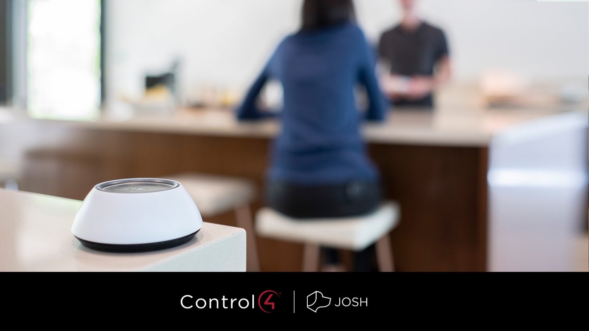 Control4's tweet photo. Home automation isn’t a side hustle for @joshdotai; this is what he was designed to do. With multiple Josh devices throughout your home Josh provides intelligent, natural language voice assistance with location awareness. Click here to learn more: https://t.co/BQCkB2bWlN https://t.co/rHVyjejaW7