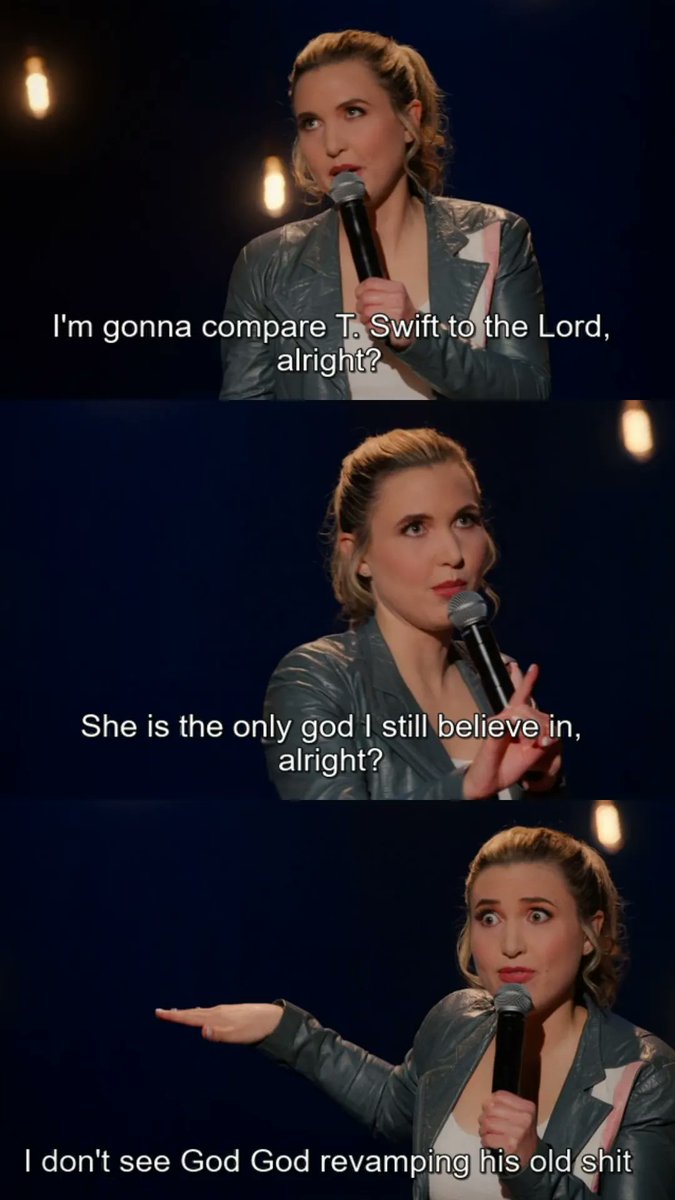 clowning4taylah's tweet photo. Taylor Tomlinson's new special on Netflix called Look at You is one of the most hilarious standups I've seen in a while. Go watch it if you haven't. 
Bonus point was her talking about Taylor Swift in between, straight up FACTS!!! https://t.co/u7Y6mgUGdH