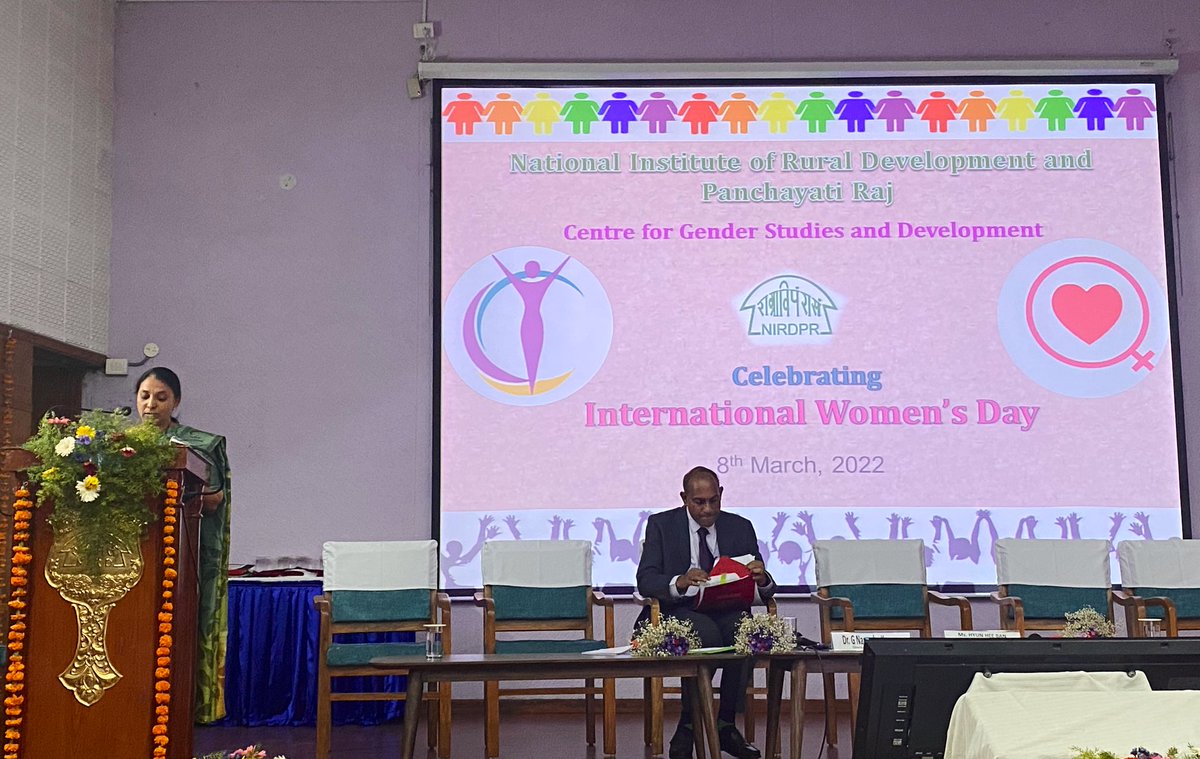 hyunheeban's tweet photo. Wonderful occasion on #IWD2022 #WomensDay to formalize partnership with @NIRDPR_India in presence of 29 state SIRDs to support @mopr_goi localize #SDGs via #child friendly gram panchayat/village in 4 states &
institutionalize child/women participation in GPDP planning process. https://t.co/fSJ84gowQZ