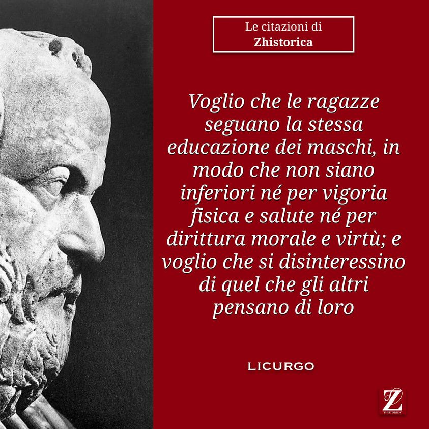 Probabilmente, l'antico legislatore di una società tutt'altro che perfetta, quella spartana, aveva trovato la definizione perfetta del concetto di parità tra uomo e donna. #8marzo #giornatadelladonna