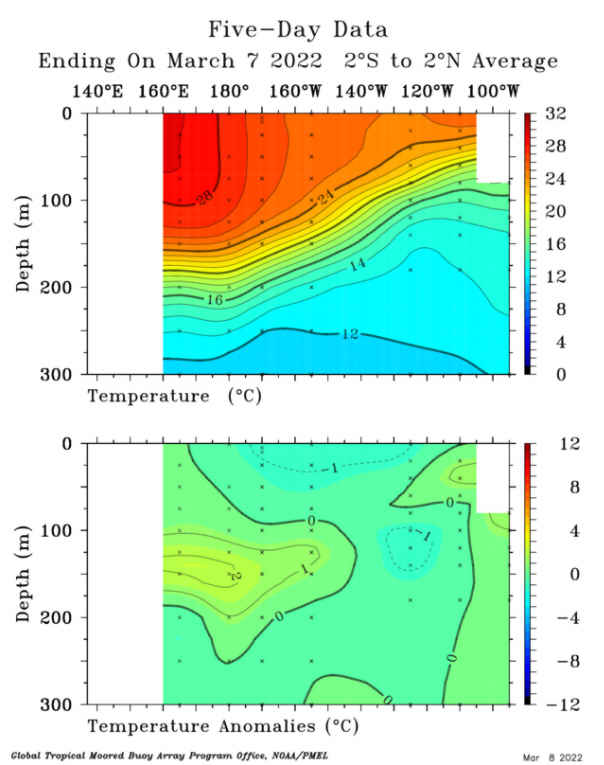 Mario___Ramirez's tweet photo. 08/03/22 Estructura térmica #Subsuperficial
con alta variabilidad actual y favoreciendo
volumen de Agua Fría en Pacifico central #Región3.4
Ademas, #OndaKelvin negativa en progreso.
- #OndaKelvin positiva subsuperficial
ha continuado debilitándose últimas semanas. https://t.co/Hz6oWY8mvm