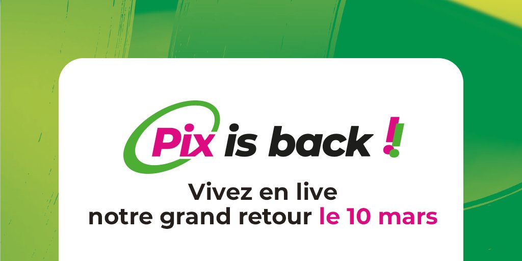 pixmania's tweet photo. Après 20 ans, PIX IS BACK jeudi 10 mars. 
Ne manquez pas l'évènement 😎
https://t.co/A1YQM6lUbS https://t.co/E2zCwxMPcz