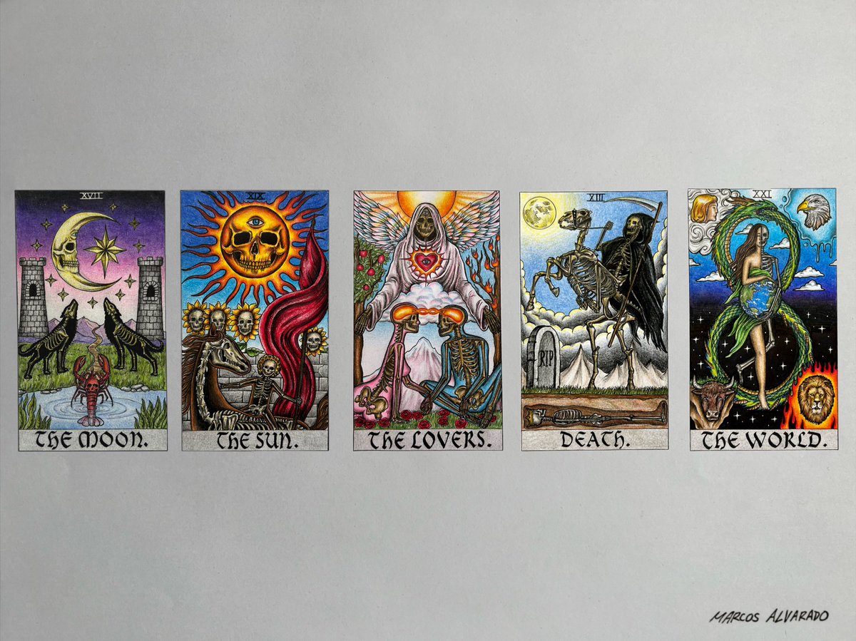 marcosalvarado_'s tweet image. The tarot deck I’m illustrating, so far