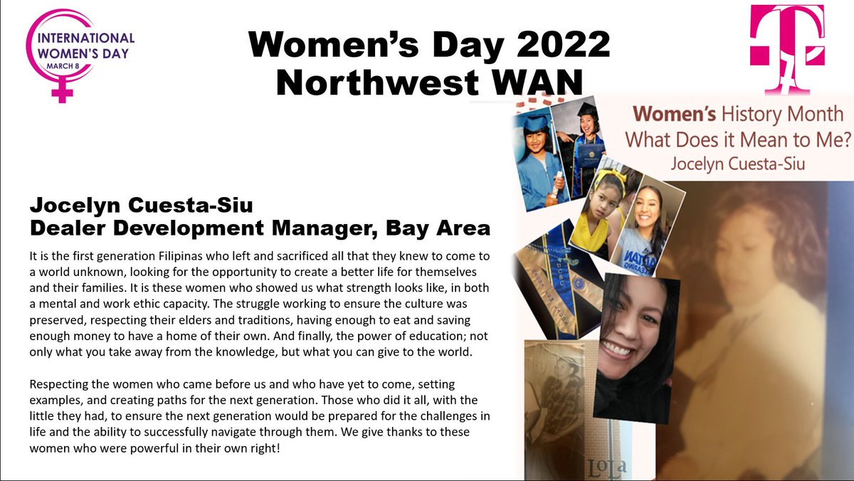 #PassItOn We celebrate International Women's Day with a 2nd Generation Filipina <a href="/JocelynMbyT/">Jocelyn</a> sprinkling us w/grace from the strength &amp; courage found from her mother &amp; women who have trailblazed for us. Thank you for investing in the future! <a href="/TMobile/">T-Mobile</a> <a href="/MetroByTMobile/">Metro by T-Mobile</a> <a href="/kharen_g/">Kharen G</a>