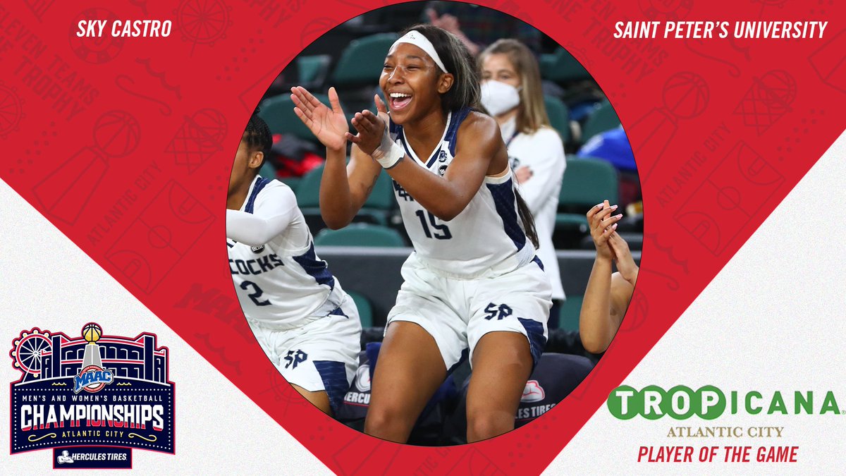 Your <a href="/TropicanaAC/">Tropicana AC</a> Player of the Game is Sky Castro from <a href="/PeacocksWBB/">Saint Peter's Women's Basketball</a> ⛹️‍♀️🏆

•9 points
•19 rebounds
•1 assist

#MAACHoops || #maAChoops22