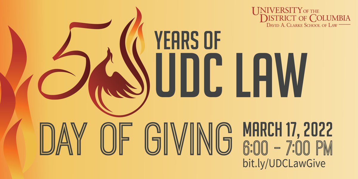 UDCLaw's tweet photo. Commemorate the 50-year legacy that led to UDC Law. Take the 50 for 50 pledge to support UDC Law's #ClinicalProgram and pledging 50 minutes of service to #theDistrict. Learn how in this thread. 1/2 https://t.co/lBqGvPh4IH