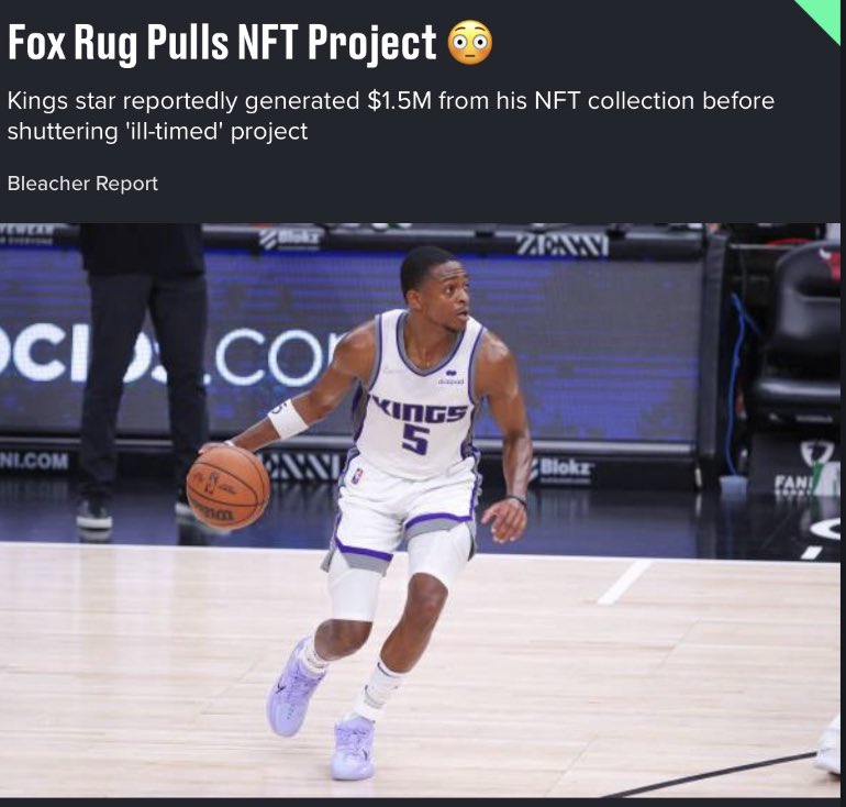 MagnateSports's tweet photo. With the NFT market rising and expanding, NBA Point Guard DeAaron  Fox generated a huge profit with his NFT project. https://t.co/rq67NoYMyT