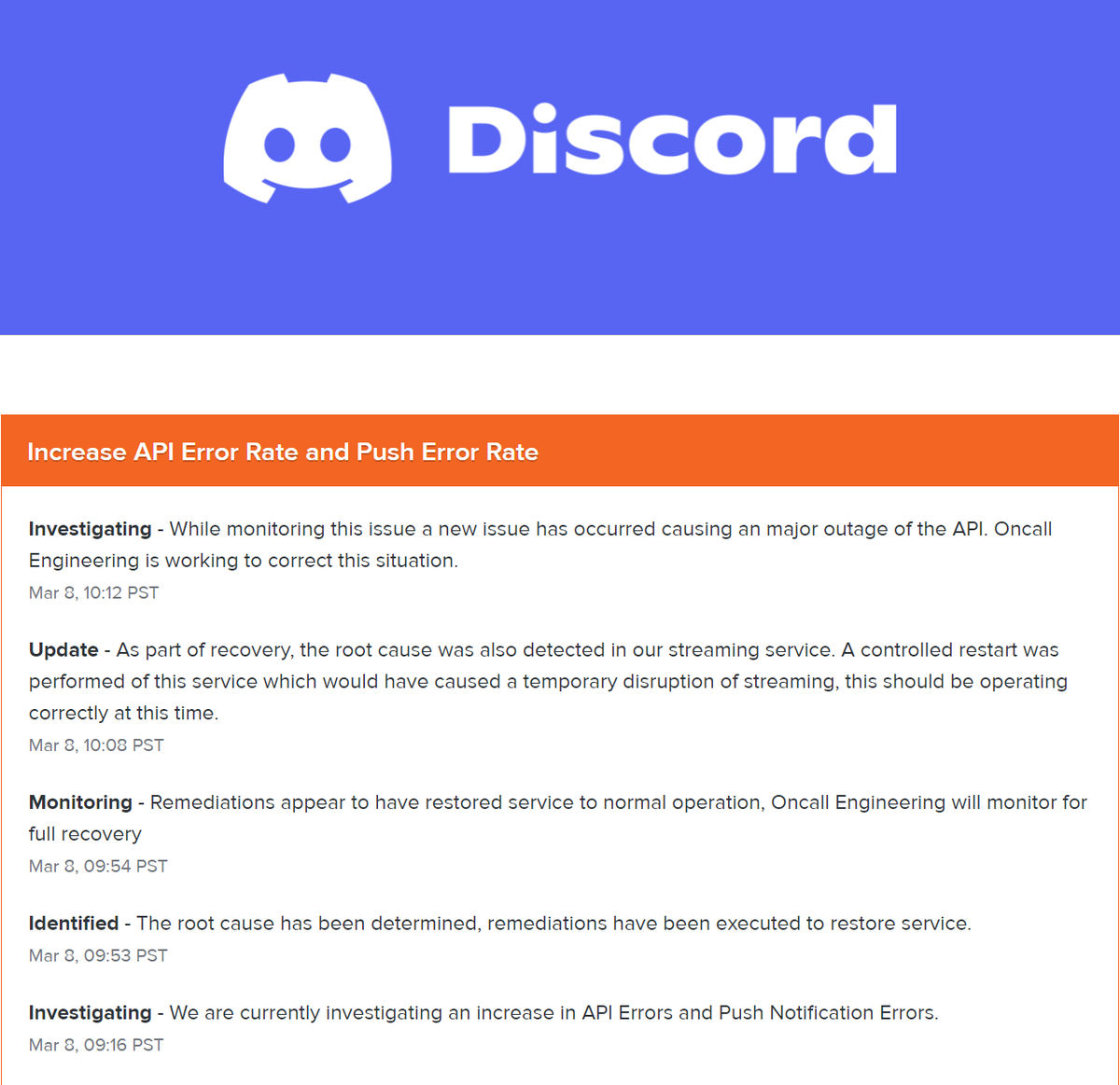 ChimpunkCNFT's tweet photo. Hey punks! As you can see discord has a major outage... We might have to postpone the mint date again :( Stay tuned for updates! https://t.co/Tw6hvTuoj2
