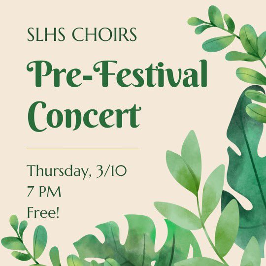 slhschoirs's tweet photo. It’s been THREE YEARS since our last Pre-Festival Choir Concert, and we want to see you there! https://t.co/VQmSMlWxLZ