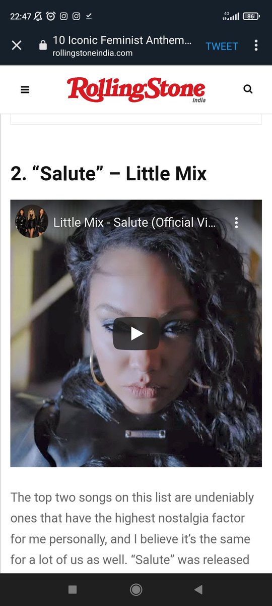 grannymix's tweet photo. Rolling stones named Salute by @LittleMix as the second most Iconic feminist anthem of all time 
https://t.co/8BNdSYsWlB https://t.co/y9Rg80f6eE