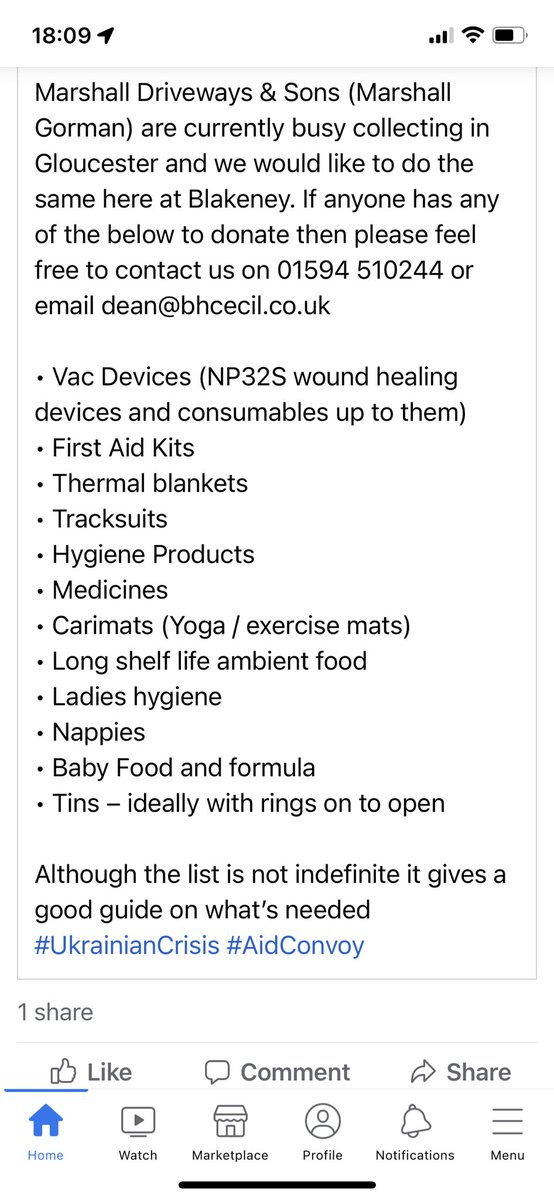 My brother in law works for a local haulage firm. They are sending a truck to Ukraine this Saturday. Any donations gratefully received on Guiting ward. Thank you. 🙏🏻 🇺🇦