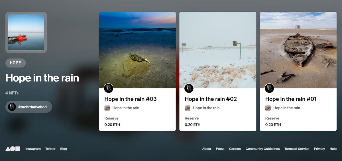 ''Hope in the rain'' is my long-term photo project about the Drought crisis of Urmia Lake.
Now available on @withFND. 
Reserve price 0.2 ETH
foundation.app/collection/hop…

#NFT #NFTCommunity #nftphotography #withFND