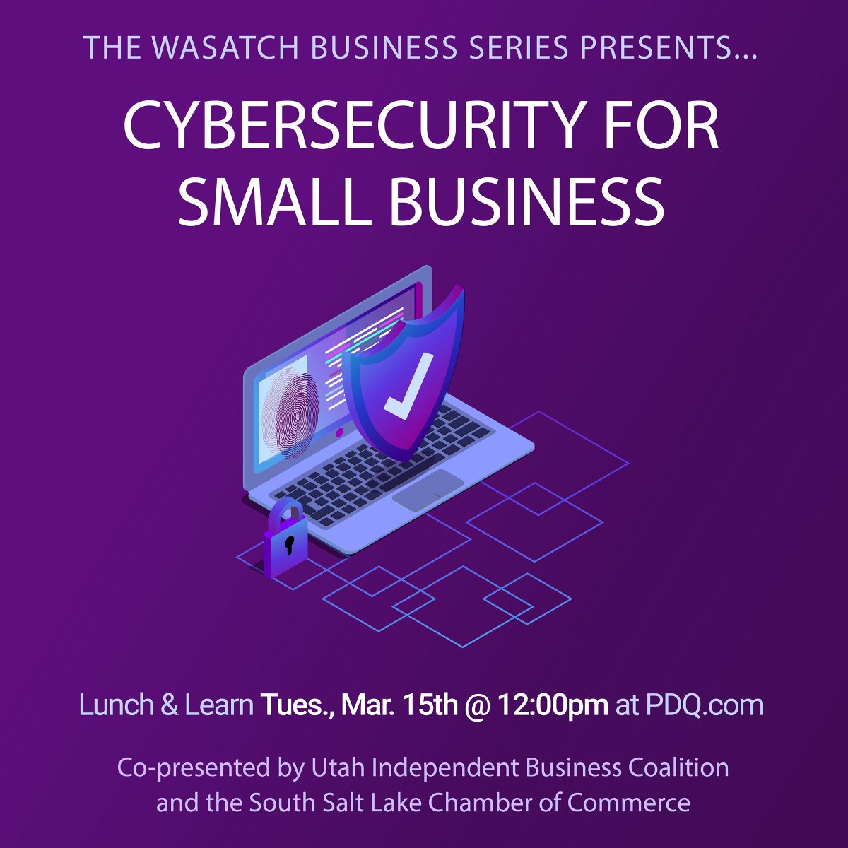 WasatchIT's tweet photo. In one week our compliance advisor will be presenting at @VestPocketSLC and South Salt Lake Chamber of Commerce's amazing event!  Don't miss out on the opportunity to learn about cybersecurity best practices and tips to help your business!

Register here: https://t.co/PXH8tEZWu2 https://t.co/Fhzs3kg6e8
