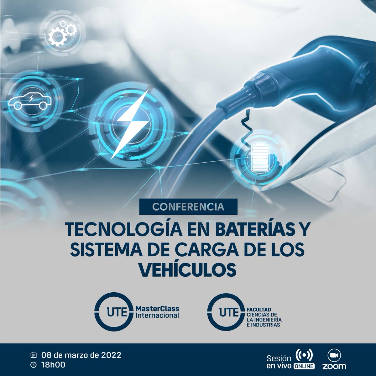 UTEoficial's tweet photo. ⚪Master Class | Aprende sobre nuevas tecnologías en baterías de vehículos y sus diferentes sistemas de carga en esta conferencia gratuita.
🎥 https://t.co/50VRHPUFxr
📌Martes 08 de marzo 🕞18h00
▶️¡Te esperamos!
#UTEduca #MasterClassInternacional https://t.co/HYRjPzJtKd