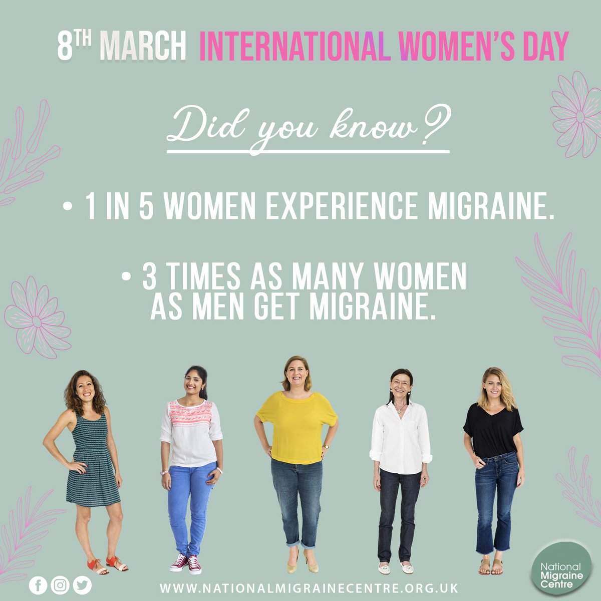 Today is #InternationalWomensDay. Did you know 1 in 5 women in the world experience #Migraine which makes it more common than asthma, epilepsy and diabetes combined. Please RT to spread awareness of Migraine. 
#IWD2022 #SeeHer #WomensDay #womenandmigraine