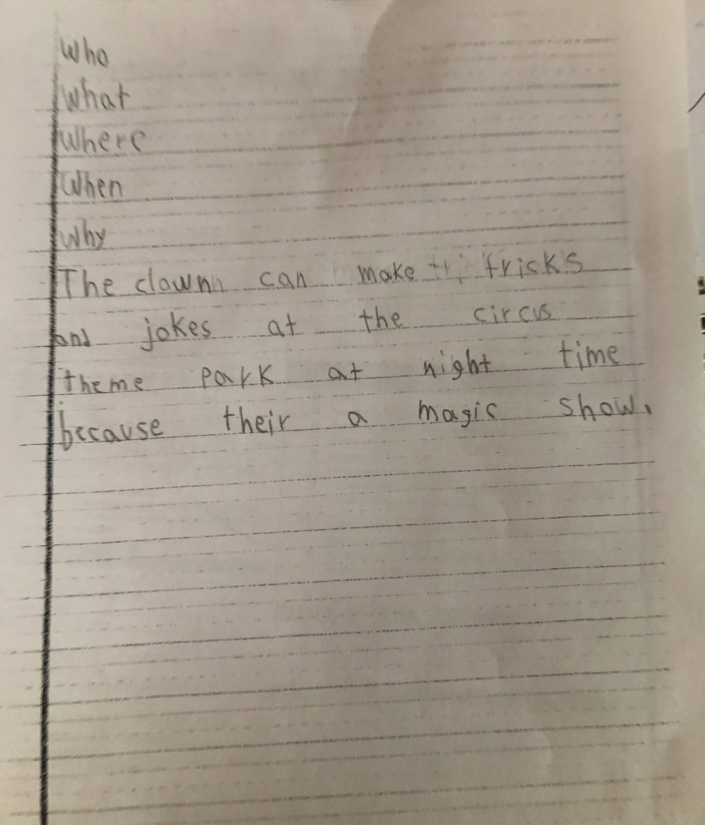 _brlopez's tweet photo. This student is in 5th grade. He came to DRE when he was in 2nd with very minimal English. I had to translate most of the material for him. 3 years later… he writes this exceptional sentence on his own!! Proud Resource Teacher right now! @DRE_Hurricanes #specialed https://t.co/wujd9Bs6FE