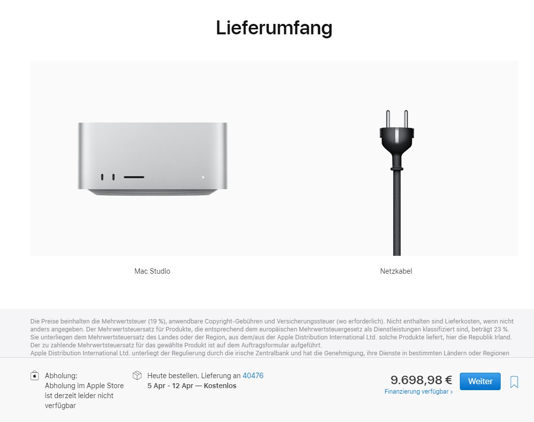 Das Netzkabel ist schon dabei :-)

#apple
#M1Ultra #MacStudio