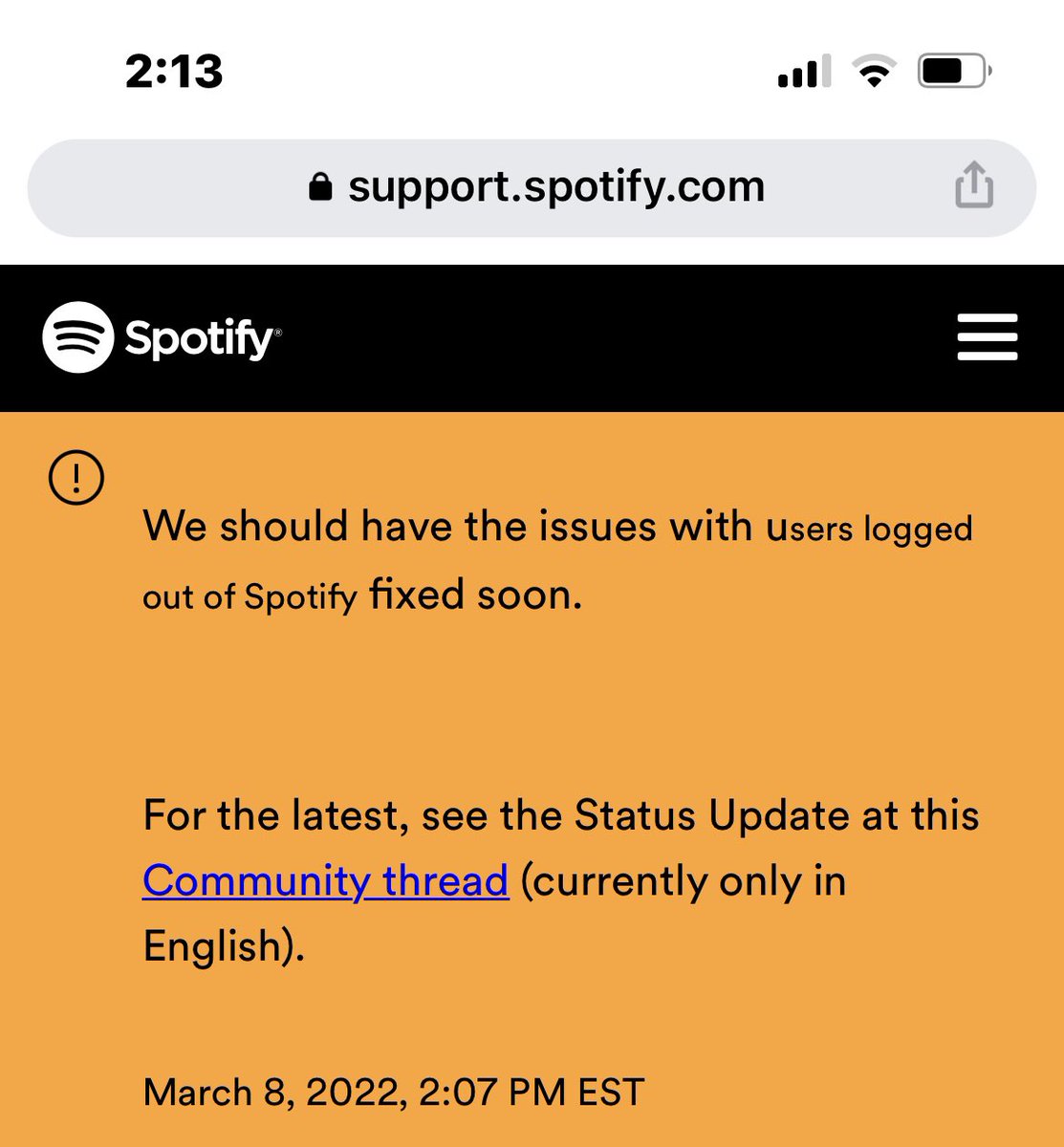 I can’t work without you <a href="/Spotify/">Spotify</a> please hurry!! #Spotify #music #fixit