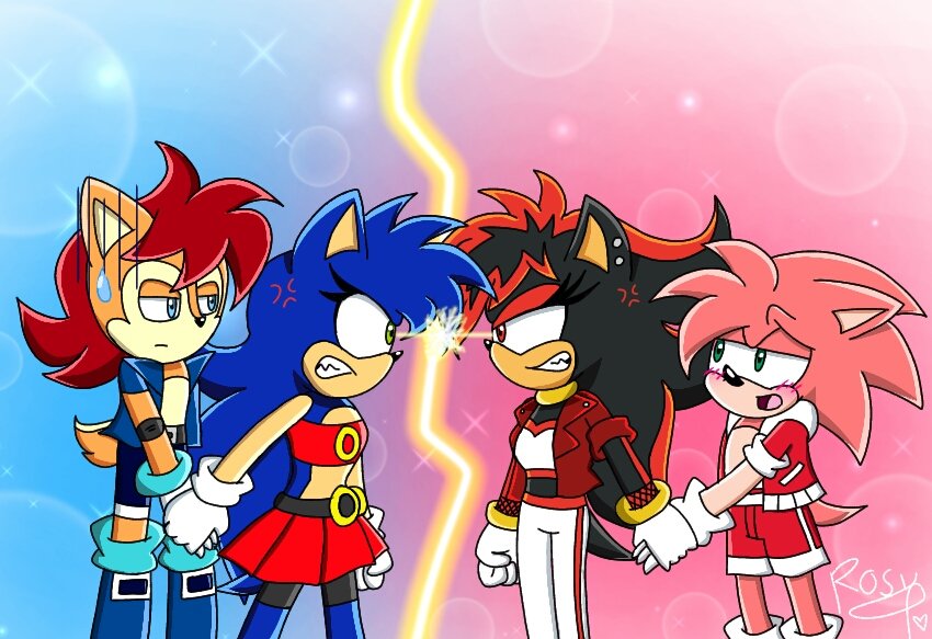 Rosy the hedgehog on X: "Sonica and Shadie are fighting for who\